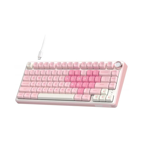 Механична клавиатура Royal Kludge - R75 Pink Melody, Cream Switch, RGB, розова