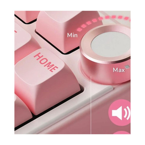 Механична клавиатура Royal Kludge - R75 Pink Melody, Cream Switch, RGB, розова