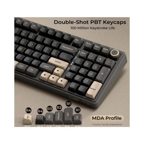 Механична клавиатура Royal Kludge - R98 Pro Phantom, жична, Cream Linear, RGB, черна