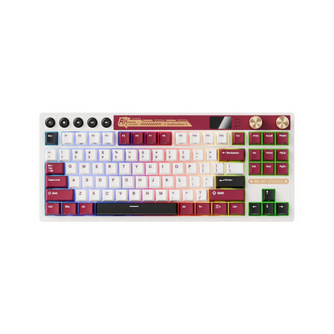 Механична клавиатура Royal Kludge - RK M87 Famicom, безжична, Cream Switch, RGB, Famicom