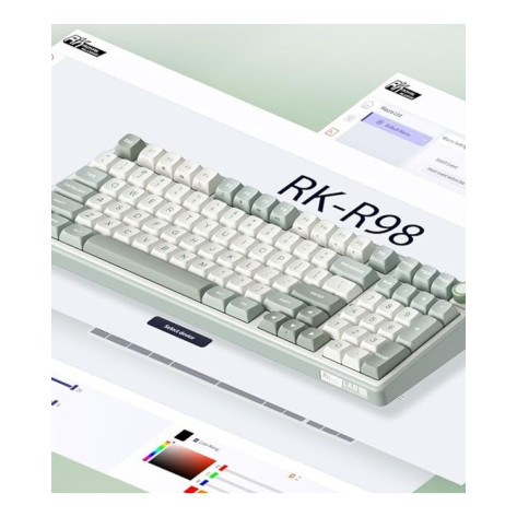 Механична клавиатура Royal Kludge - RK R98 Pro Sky Cyan, Cream Switch, RGB, синя