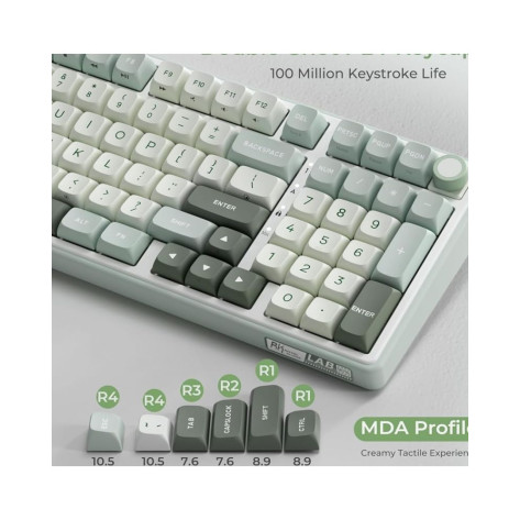 Механична клавиатура Royal Kludge - RK R98 Pro Sky Cyan, Cream Switch, RGB, синя