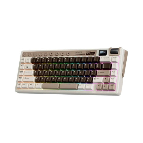 Механична клавиатура Royal Kludge – M70, безжична, Cream, RGB, Mocha Grey