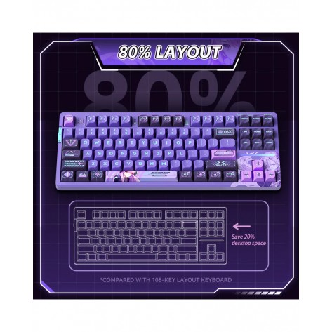 Механична клавиатура VGN - V87 Pro Athena, безжична, Linear, RGB, лилава