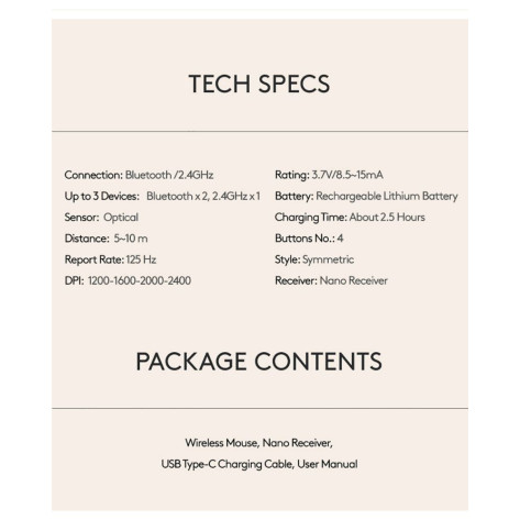 Мишка A4Tech - Fstyler FB10CS, оптична, безжична, бяла/сива