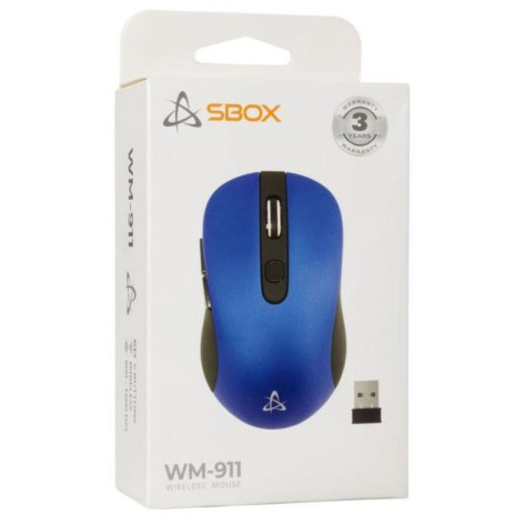 Мишка SBOX -  WM-911, оптична, безжична, синя