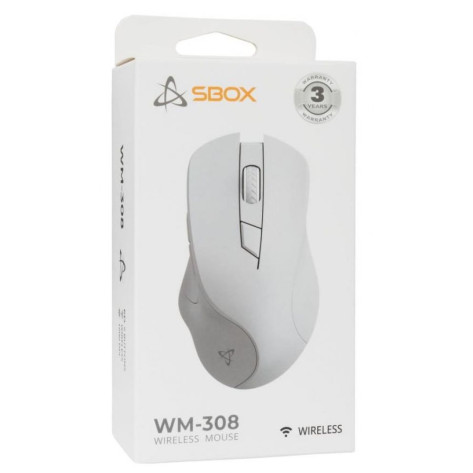 Мишка SBOX - WM-308, оптична, безжична, бяла