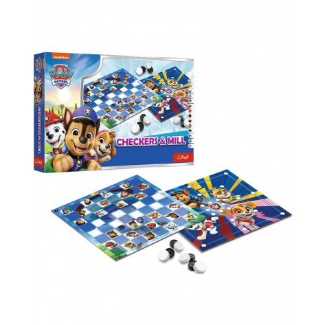 Настолна игра Checkers & Mill: Paw Patrol - Детска