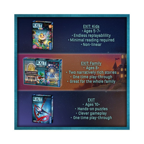 Настолна игра Exit: The Game - Family: The Trophy Case/Night at the Carnival - Кооперативна