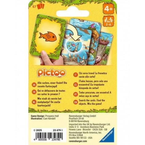Настолна игра Pictoo Card Game Dino - Детска