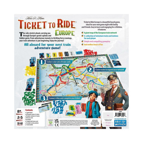 Настолна игра Ticket to Ride: Europe (2026 Refresh) - Семейна