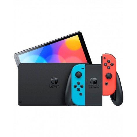 Конзола Nintendo Switch OLED - Red & Blue + Steelplay Adventure Wireless Controller Bundle