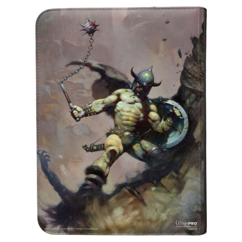 Папка за съхранение на карти Ultra Pro - Frank Frazetta: Warrior with Ball and Chain, 9-Pocket Zippered Premium Pro-Binder (360 бр.)