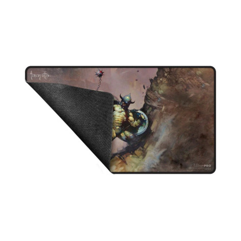 Подложка за игри с карти Ultra Pro - Frank Frazetta, Warrior with Ball and Chain Black Stitched Playmat