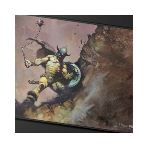 Подложка за игри с карти Ultra Pro - Frank Frazetta, Warrior with Ball and Chain Black Stitched Playmat
