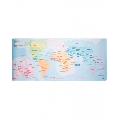 Подложка за мишка Erik - World Map, XL, мека, многоцветна