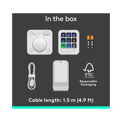 Програмируема клавиатура Logitech - MX Keypad, 9 LCD клавиша, USB-C, светлосива