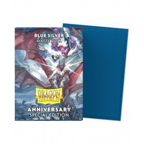 Протектори за карти Dragon Shield - Matte Dual Sleeves Standard Size, Blue Silver (100 бр.)