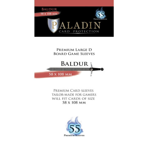 Протектори за карти Paladin Card Protection - Baldur, Large D, 58 x 108 mm (55 бр.)
