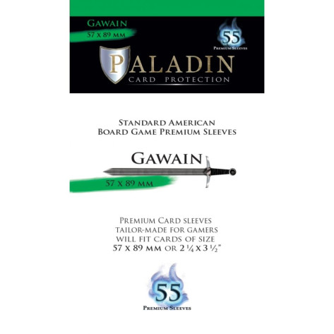 Протектори за карти Paladin Card Protection - Gawain, Standard American, 57 x 89 mm (55 бр.)