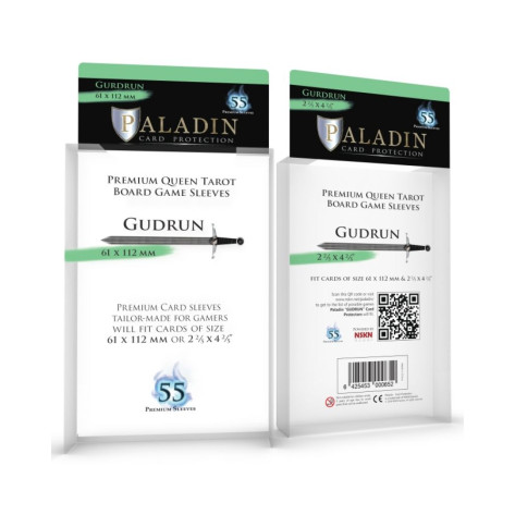 Протектори за карти Paladin Card Protection - Gudrun, French Tarot, 61 x 112 mm (55 бр.)