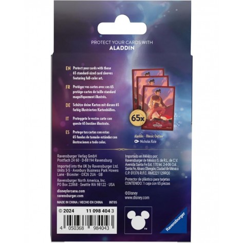 Протектори за карти Ravensburger - Disney Lorcana TCG: Shimmering Skies - Aladdin (65 бр.)