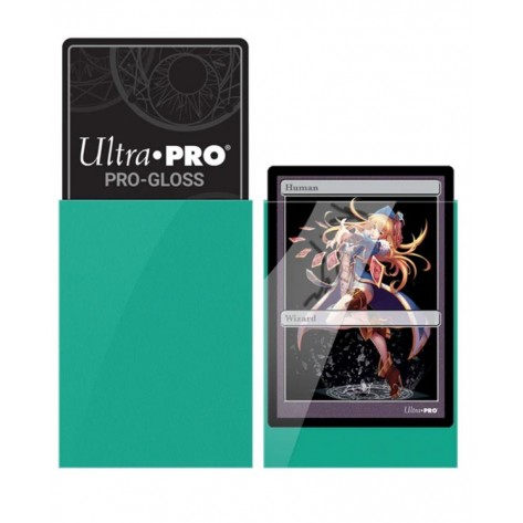  Протектори за карти Ultra Pro - PRO-Gloss Small Size, Aqua (60 бр.)