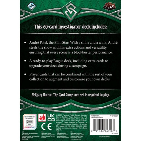 Разширение за настолна игра Arkham Horror: The Card Game - Andre Patel Investigator Deck