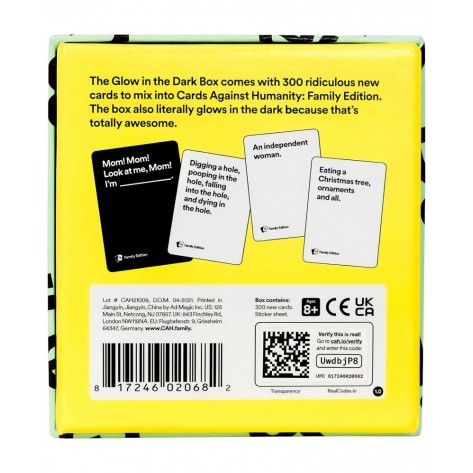 Разширение за настолна игра Cards Against Humanity - Family Edition: Glow In The Dark Box