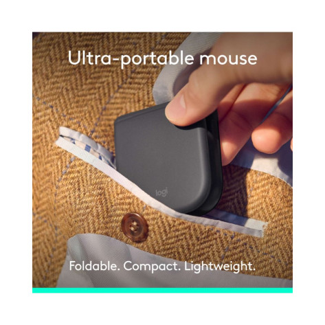 Сгъваема мишка Logitech - Mobi Fold, оптична, безжична, графит