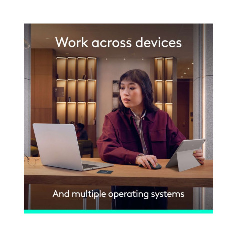Сгъваема мишка Logitech - Mobi Fold, оптична, безжична, бяла