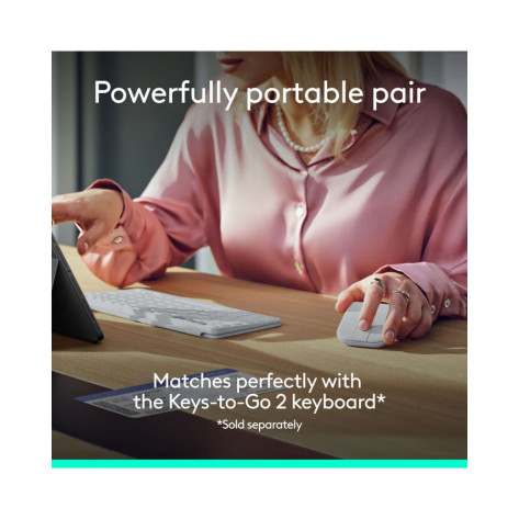 Сгъваема мишка Logitech - Mobi Fold, оптична, безжична, бяла