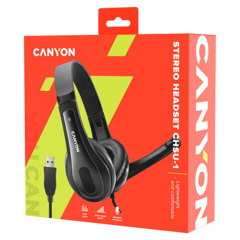 Слушалки с микрофон Canyon - CHSU-1, черни