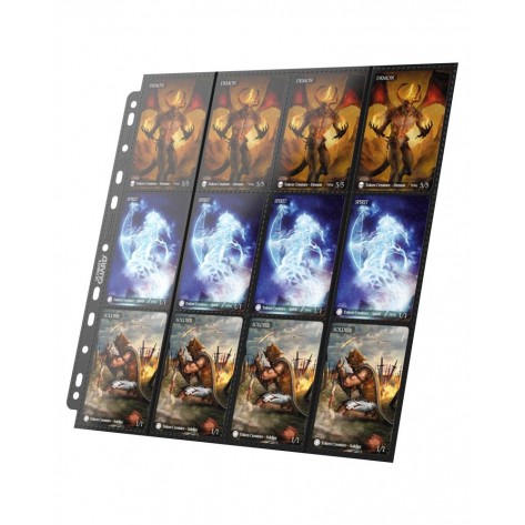 Страници за съхранение на карти Ultimate Guard - 24-Pocket QuadRow Pages Side-Loading, Black (10 бр.)