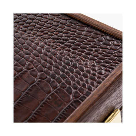 Табла за игра Manopoulos - Premium Handcrafted Leather Crocodile Tote, Antique Brown, 48 х 30 cm