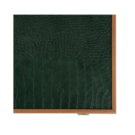 Табла за игра Manopoulos - Premium Handcrafted Leatherette Crocodile Tote, Green, Mocha & Ivory, 48 х 26 cm