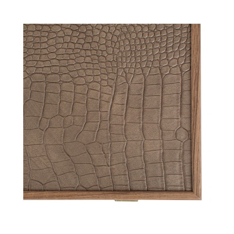 Табла за игра Manopoulos - Premium Handcrafted Leatherette Crocodile Tote, Grey Beige, Ivory & Sand, 48 х 30 cm