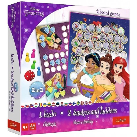 Настолна игра 2 в 1 Disney Princess (Ludo/Snakes and Ladders) - детска