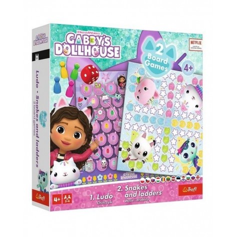 Настолна игра 2 в 1 Gabby's Dollhouse: Ludo&Snakes and Ladders - Детска