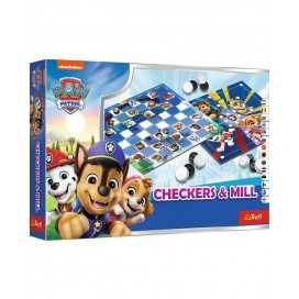 Настолна игра Checkers & Mill: Paw Patrol - Детска