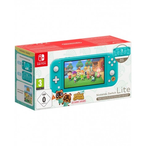 Конзола Nintendo Switch Lite - Turquoise, Animal Crossing: New Horizons Bundle - Timmy & Tommy Aloha Edition