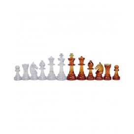  Пластмасови фигури за шах Sunrise - Staunton No 6, кехлибар/прозрачен