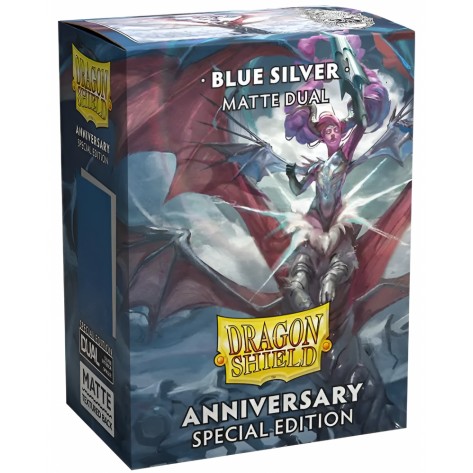 Протектори за карти Dragon Shield - Matte Dual Sleeves Standard Size, Blue Silver (100 бр.)
