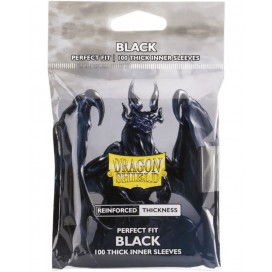  Протектори за карти Dragon Shield - Perfect Fit Thick Inner Sleeves, черни (100 бр.)