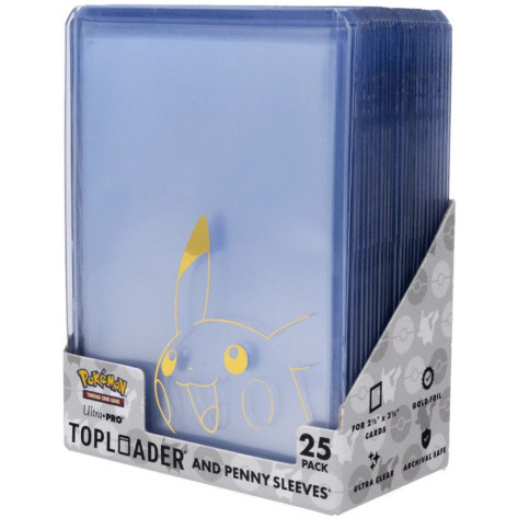 Протектори за карти Ultra Pro - Pikachu Toploader and Penny Sleeves Combo Pack (25 бр.)