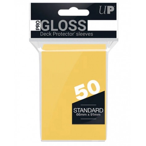  Протектори за карти Ultra Pro - PRO-Gloss Standard Size, Yellow (50 бр.)