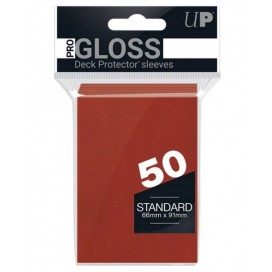  Протектори за карти Ultra Pro - PRO-Gloss Standard Size, Red (50 бр.)