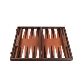 Табла за игра Manopoulos - Premium Handcrafted Leatherette, Caramel Brown, 48 x 30 cm