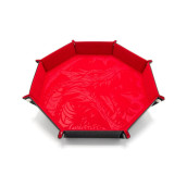  Табла за зарове GlassStaff - XL Octagonal Foldable Dice Tray, Dragon Skin Edition, червена